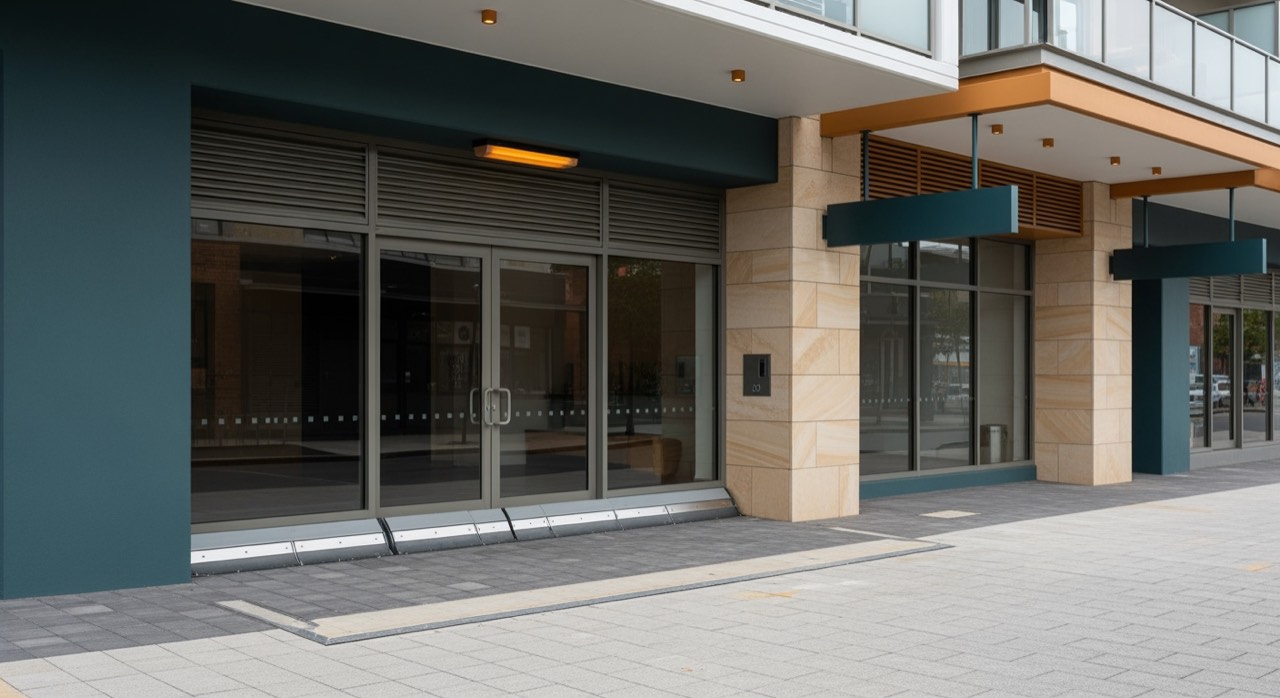 A modern Australian commercial building entrance