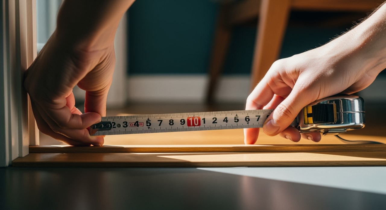Measuring the clear width of a doorway with a tape measure